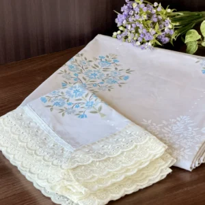 Azure Flora Premium Lace Bedsheet